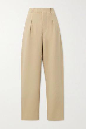 Wardrobe.NYC + Hailey Bieber Pantaloni A Gamba Larga In Crêpe Di Lana Con Pinces - Marrone