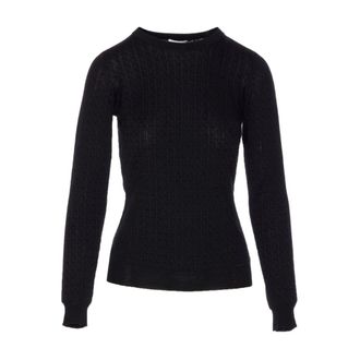 Elisabetta Franchi Round-neck Knitwear, female, Black, Size: XS Black Silk & Nylon Sweater
