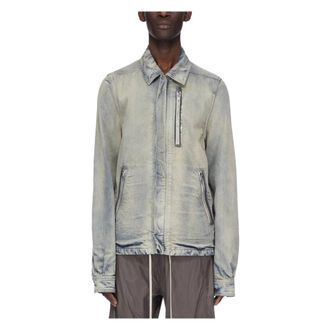 Rick Owens Jassen, Heren, Blauw, M, Denim, Denim Concealed Zipfront Jacket