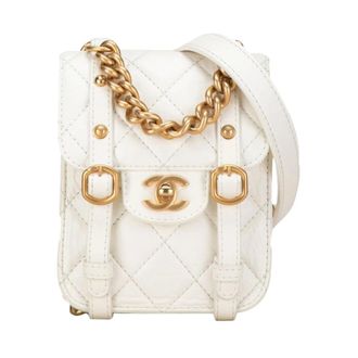 Chanel Pre-owned 22 Mini Flap Bag (Mini Crinkled Calfskin City School Flap) - Dames - Pre-owned - Wit - Maat: ONE Size Leer
