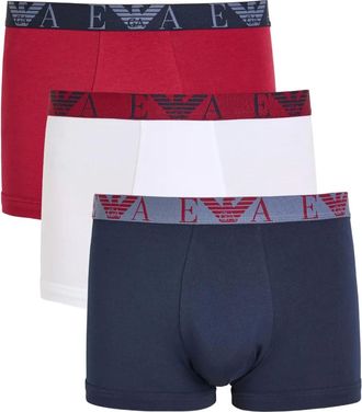 Emporio Armani Drie paar boxershorts met logo-jacquard - Blauw