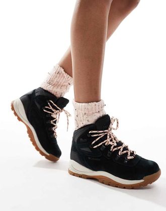 Columbia Newton Ridge Plus - Scarponcini da trekking impermeabili neri e rosa cipria-Nero