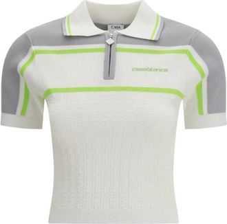 Casablanca Tennis Polo Shirt - Dames - Polos - Wit - M - Nylon - Tops