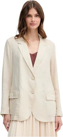 Benetton Blazer van puur linnen - Dames - Jassen - Beige - Maat: XS Linnen