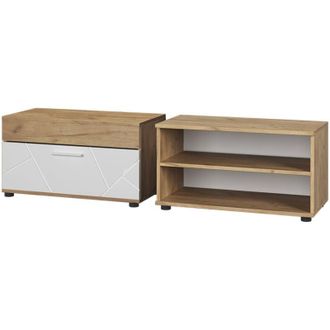 Vicco Parete attrezzata Berno, Quercia dorata/bianco, 2 parti, Vicco