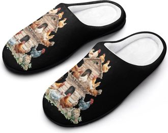 Generic House On Chicken Womens Slippers Warm House Slippers Indoor House Shoes with Anti-Skid Rubber Sole