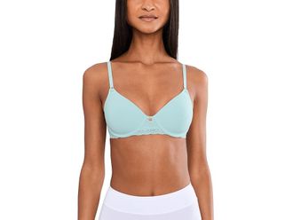 Natori Bliss Perfection Contour Underwire Womens Bra Blue Meadow : 34DDD, Jersey/Lace/Nylon