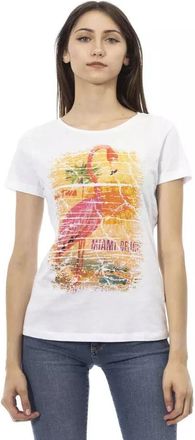Trussardi Grafisch Flair Kortemouw T-shirt - Dames - T-shirts - Wit - S - Katoen - Tops