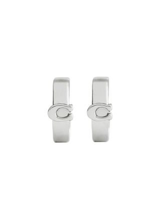 Coach Logo Hoop Earrings - Silver - One Size
