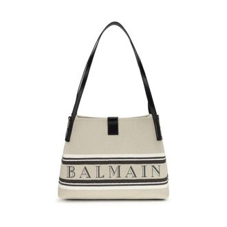 Balmain Shoulder Bags, female, Beige, Size: ONE SIZE Cotton Shoulder Bag with Adjustable Strap