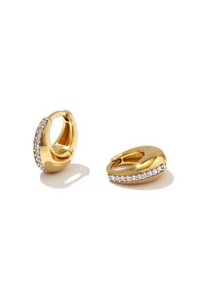 Otiumberg 14kt Gold Vermeil Mini Graduated Hoop Earrings with White Topaz in Yellow Toned Gold at Nordstrom