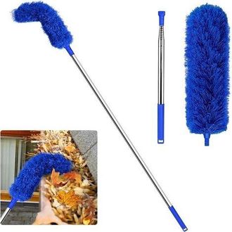 OEM Cepillo Para Limpiar Canaletas Y Techos Con Mango Telesc&oacute;pico Extensible De 2,5 Metros (8,2 Pies), Protector F&aacute;cil De Quitar, Color Azul