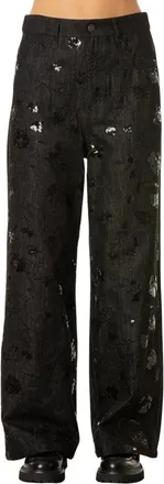 Isabelle Blanche Pantalone in denim con ricamo - - Trousers - Donna - Nero - L