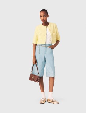 Maje Short-sleeved Tweed Jacket - Yellow - Maje