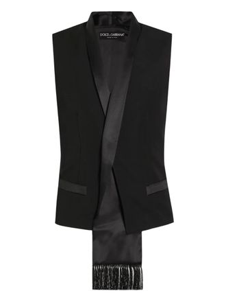 Dolce & Gabbana satin-lapel sleeveless vest - men - Silk/Virgin Wool - 46 - Black