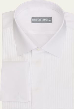 Bergdorf Goodman Mens Cotton Plisse-Front French Cuff Dress Shirt