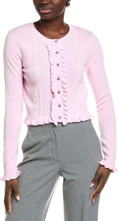 English Factory Ruffle Placket Knitted Cardigan