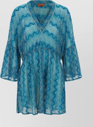 Missoni v-neck knitted dress flared sleeves