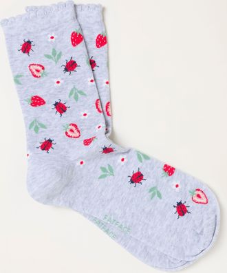 Fat Face FatFace Grey Ladybird Strawberry Socks