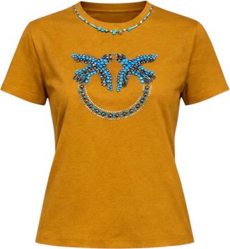 Pinko Fidenza T-Shirt - Dames - T-shirts - Bruin - M - Katoen - Tops