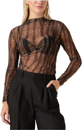 Access Fashion Long Sleeve Top - Dames - Longsleeves - Bruin - XS - Wol - Tops