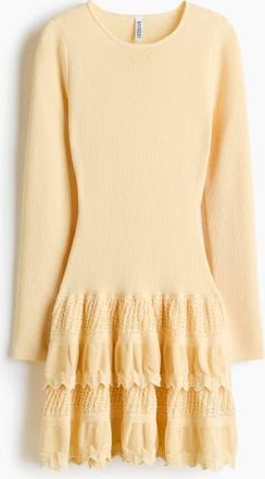 H&M Tiered-skirt Dress in Light Yellow at Nordstrom, Size X-Small