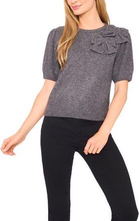 CeCe by Cynthia Steffe Bow Detail Puff Sleeve Sweater in Medium Heather Grey at Nordstrom Rack, Size Small