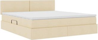 vidaXL Bed with Mattress with Headboard Creme 180 x 200 cm Polyester vidaXL