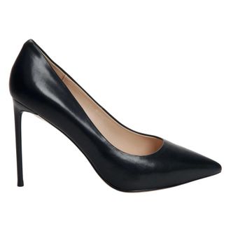 Estro & Luminara Schoenen, Dames, Zwart, 38 EU, Leer, Zwarte Leren Pumps met Puntneus