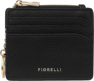 Fiorelli Womens Ciara Coin Purse, Credit Card Holder, Slim Wallet with Key Chain, Black Faux Leather