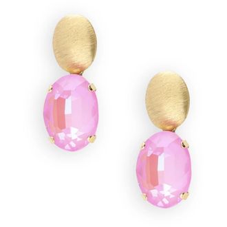 Lott. Gioielli Oval Strass Hanger M - Dames - Oorbellen - Roze - ONE Size - Accessoires