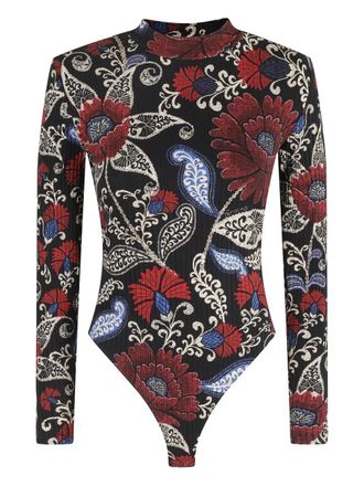 Farm Rio floral high-neck top - women - Fabric - M - Black
