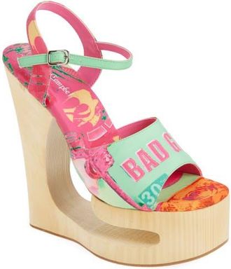 Jeffrey Campbell Flag Girl Platform Wedge Sandal in Green Bad Girl Combo at Nordstrom, Size 9.5