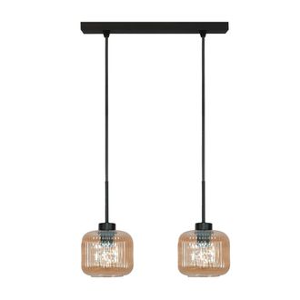 OEM L&aacute;mpara De Techo Colgante Beka Amber 15-018 Negra Con Pantalla De Cristal &Aacute;mbar