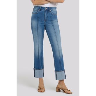 NYDJ Marilyn Cuffed Pintuck Straight Leg Jeans in Pacifica at Nordstrom, Size 12P