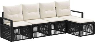 vidaXL Conjunto De Sof&aacute;s De Jard&iacute;n 4 Uds. Negro Rat&aacute;n Sint&eacute;tico Vidaxl