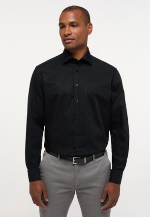 Eterna Langarmhemd ETERNA COMFORT FIT, Herren, Gr. 48, Normalgr&ouml;ssen, schwarz, Popeline, 100% Baumwolle, normal, Manschette, Hemden Langarmhemd, NON IRON (b&uuml;