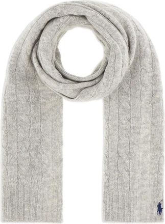 Ralph Lauren Accessoires, Dames, Grijs, ONE Size, Wol, Gebreide Sjaal van Wol en Kasjmier met Kabelpatroon