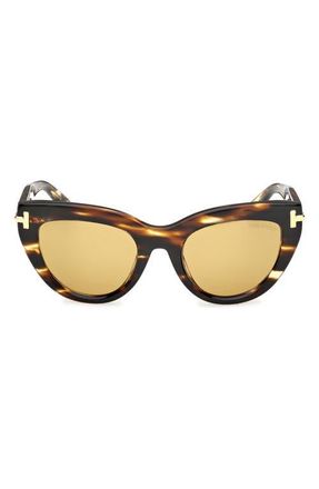 Tom Ford Icon 52mm Cat Eye Sunglasses in Coloured Havana /Brown at Nordstrom