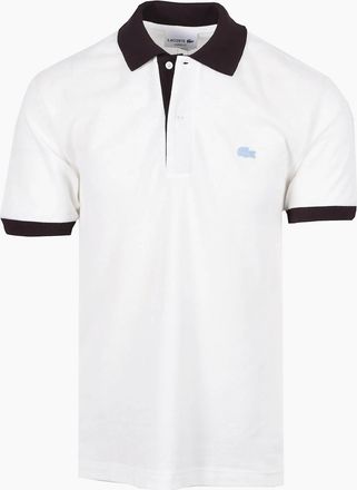 Lacoste Mens LACOSTE POLO SHIRT WHITE/BROWN - Size: 40