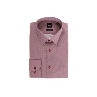 HUGO BOSS Hank Shirt - Heren - Zakelijke Overhemden - Rood - L - Katoen - Overhemden