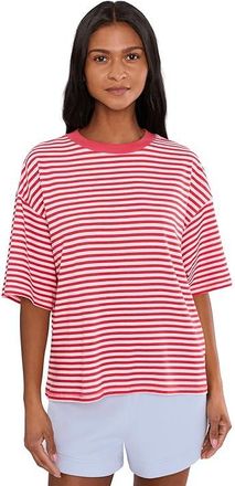 Free People Movement Stripe Tackle T-Shirts Womens Clothing Court Stripe Grapefruit : LG (Womens 12-14), Cotton/Elastane