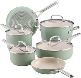 KitchenAid 10-Pc. Hard Anodized Ceramic Nonstick Cookware Set - Cardamom