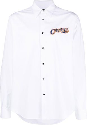 Roberto Cavalli embroidered logo shirt - men - Cotton - 50 - White