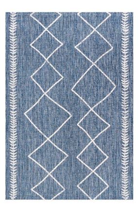 Jonathan Y Designs Derya Diamond Trellis Indoor/Outdoor Area Rug in Blue/ivory at Nordstrom, Size 4Ft 0In X 6Ft 0In