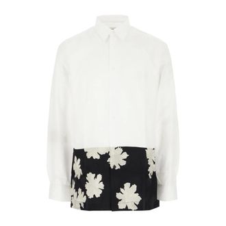 Dries Van Noten Shirts, male, White, Size: L Floral-detail Shirt
