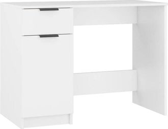 vidaXL Escritorio de madera contrachapada blanco 100x50x75 cm Vidaxl