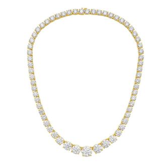 Diana M. Jewels 14kt Yellow Gold 15cts lab grown Round diamond 4 Prong Graduated tennis necklace