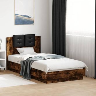 Berkfield Home Bed Frame without Mattress Smoked Oak 90x190 cm Single in Brown