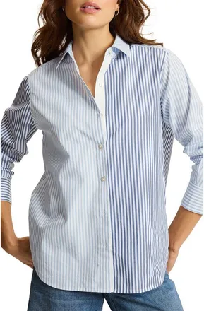 Tommy Bahama Bay Breeze Relaxed Striped Cotton Shirt in Blue Isles at Nordstrom, Size X-Large